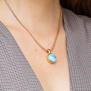 Larimar & Vermeil Pendant Ren | Handmade Larimar Necklace | Authentic Dominican Jewelry | Gold Pendant | Gift for Her | The Larimar Shop®