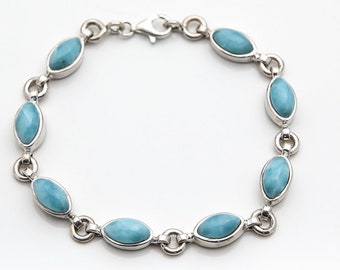 Larimar Stones Bracelet Pitta | 100% Handmade in Dominican Republic | Blue Stone | Handcrafted by The Larimar Shop®