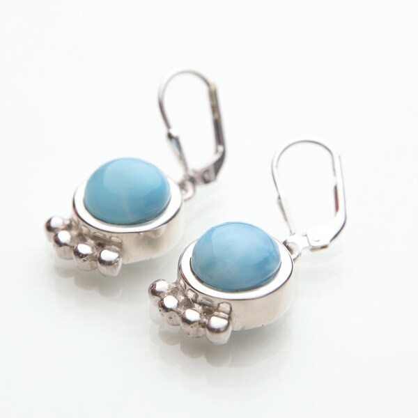 Larimar Dangle Earrings Marea | Dominican Larimar | Punta Cana Blue Stone | Handcrafted by The Larimar Shop®