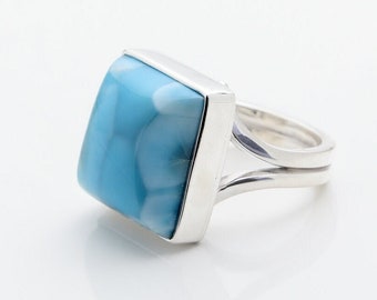 The Larimar Shop | Larimar Ring Ria, Dominican Blue Stone  | 100% Handcrafted | Free Worldwide Shipping