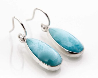 Larimar Earrings, Banes, Fine Larimar Jewelry Gifts for Women, Dominican Stone for Her