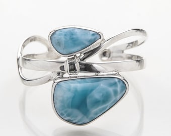 Larimar Cuff Bracelet Desiree | Larimar and Silver | Punta Cana Blue Stone | Handcrafted The Larimar Shop®