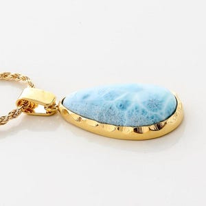 Gold Vermeil Celeste Pendant | Punta Cana Blue Stone | Handcrafted The Larimar Shop® | Dominican Jewelry