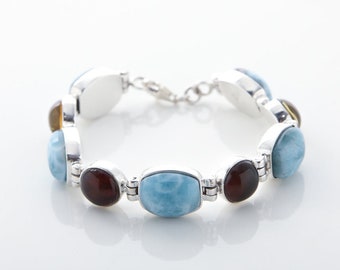 Larimar Bracelet Ellvira II | 100% Handmade Larimar Jewelry | Blue Stone from DR | Handcrafted The Larimar Shop