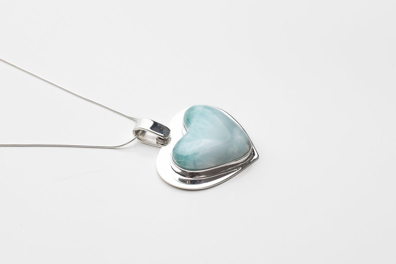The Cloud Collection by The Larimar Shop CLOUD XX Handmade Larimar Jewelry for Women Larimar Heart Pendant Optional 925 Silver Chain
