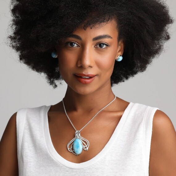 Larimar Octopus Teardrop Pendant Larimar Octopus Teardrop Pendant