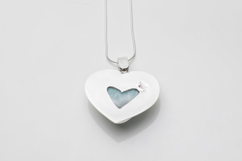 The Cloud Collection by The Larimar Shop CLOUD XX Handmade Larimar Jewelry for Women Larimar Heart Pendant Optional 925 Silver Chain