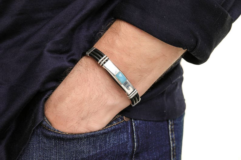 Larimar Bracelet Urban Handcrafted Larimar Jewelry for Men | Etsy