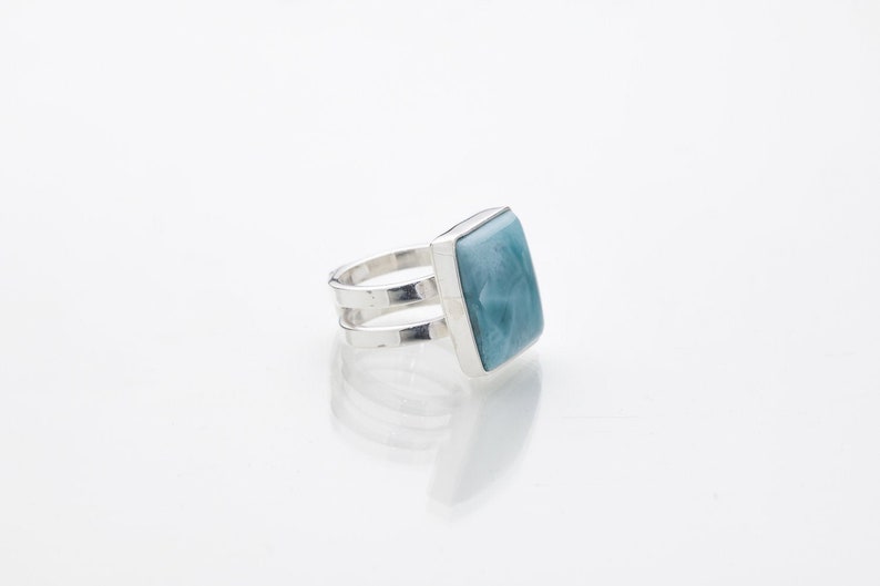 Larimar Square Ring Larimar Stone Jewelry Always Worldwide Express Shipping Women/'s Ring Size 7.25 Robin