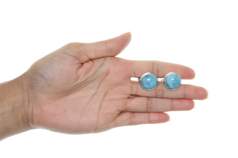 Larimar Cufflinks Dominican Handmade for Men Duncan Authentic Blue Larimar Stones