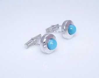 Larimar Cufflinks |  Genuine Larimar | Blue Stone from Punta Cana | Handcrafted The Larimar Shop®