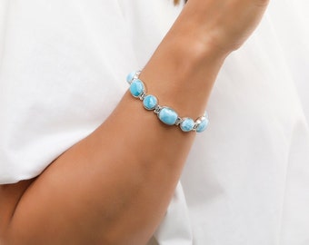 Larimar Bracelet Ellvira I | Dominican Jewelry |  Punta Cana Blue Stone | Handcrafted The Larimar Shop®