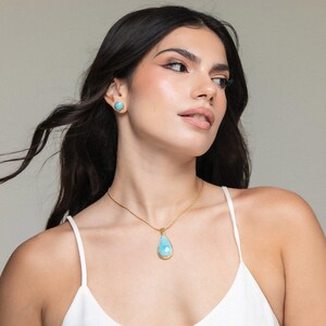 Gold Vermeil Cassia Pendant | Larimar Stone | The Larimar Shop® | Artisan Jewelry