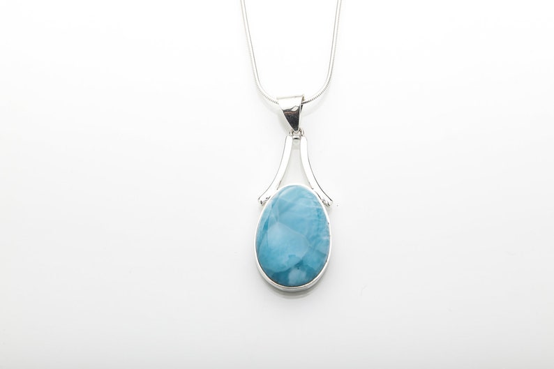 Authentic Larimar Pendant WORLDWIDE SHIPPING Caribbean Larimar Jewelry for Women Bae Optional 925 Silver Chain