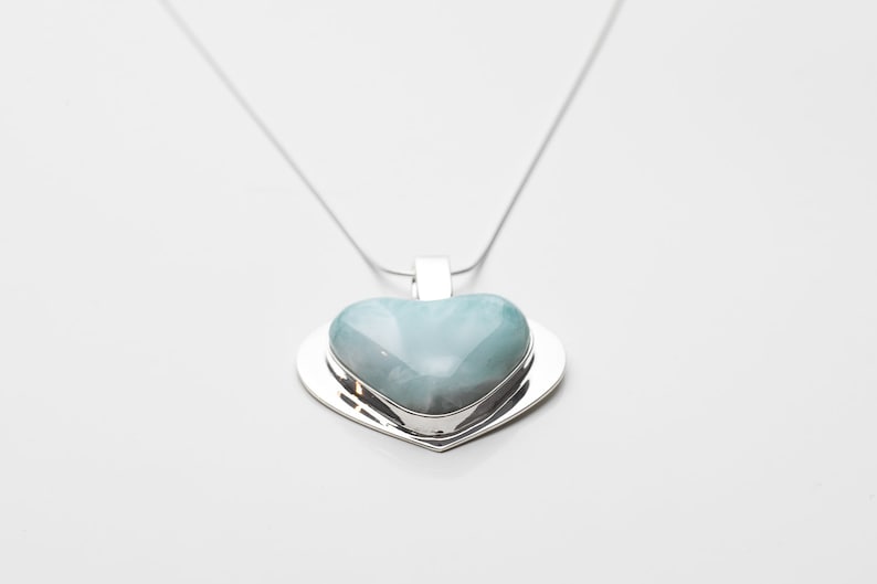 The Cloud Collection by The Larimar Shop CLOUD XX Handmade Larimar Jewelry for Women Larimar Heart Pendant Optional 925 Silver Chain