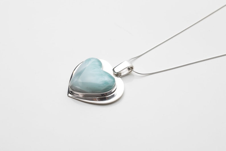 The Cloud Collection by The Larimar Shop CLOUD XX Handmade Larimar Jewelry for Women Larimar Heart Pendant Optional 925 Silver Chain