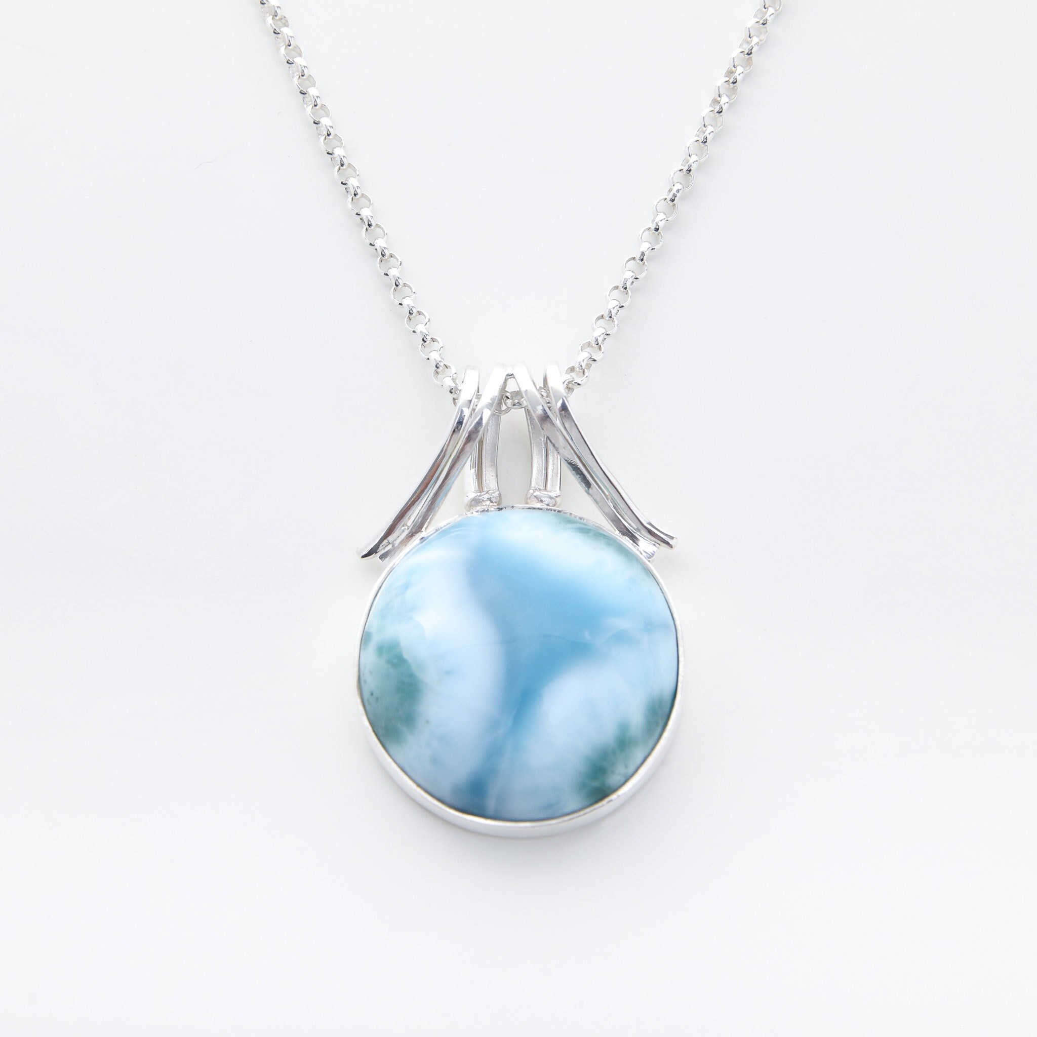 Larimar Pendant Edna, Larimar Stone Women's Jewelry, Dominican Handcrafted Stone | Handcrafted The Larimar Shop