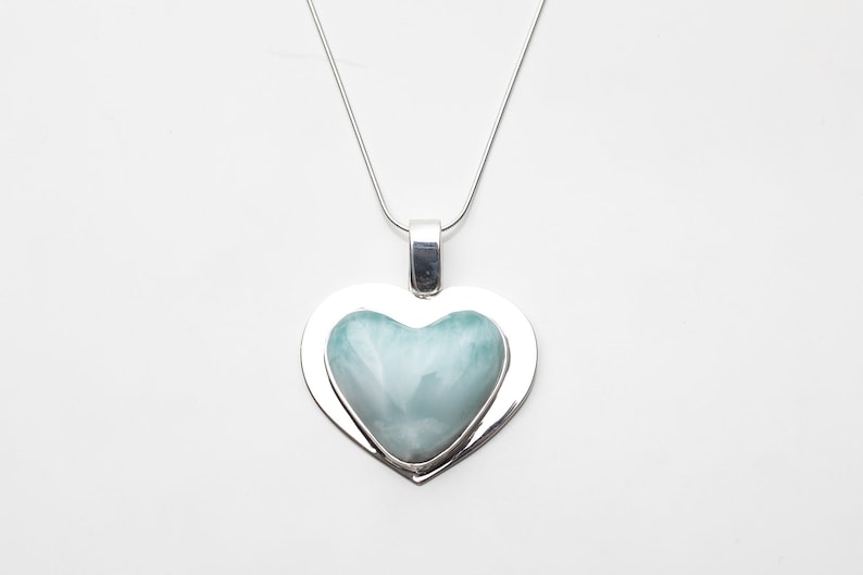The Cloud Collection by The Larimar Shop CLOUD XX Handmade Larimar Jewelry for Women Larimar Heart Pendant Optional 925 Silver Chain