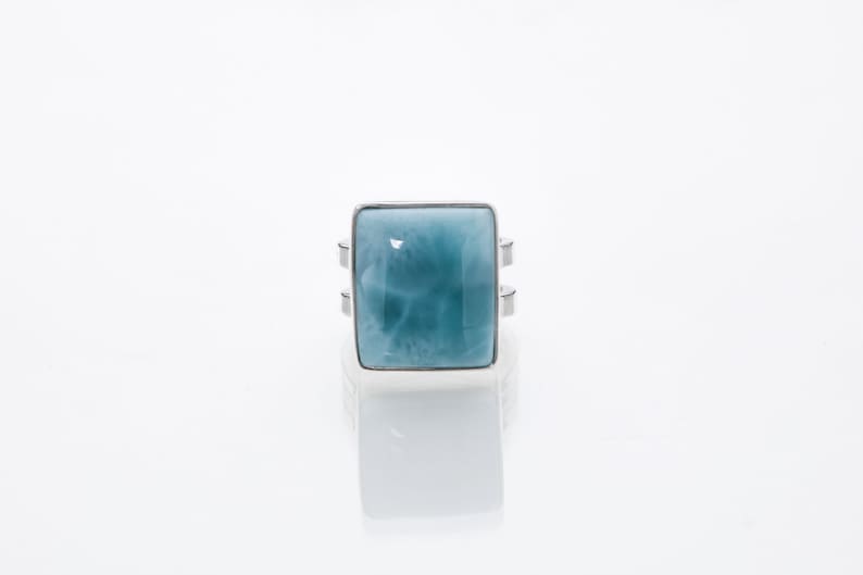Larimar Square Ring Larimar Stone Jewelry Always Worldwide Express Shipping Women/'s Ring Size 7.25 Robin