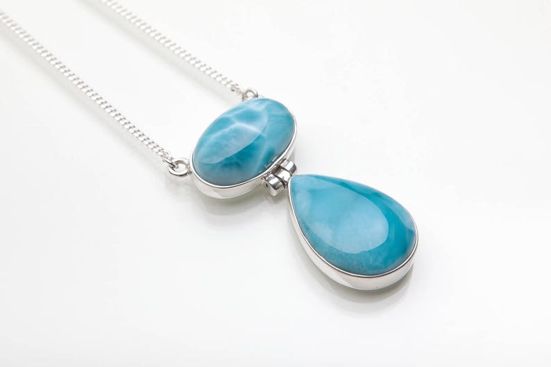 Larimar Necklace Blue Duet Handcrafted In Dominican Etsy