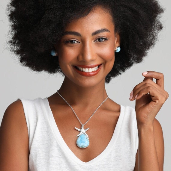 Larimar Starry Sky Teardrop Pendant Larimar Starry Sky Teardrop Pendant