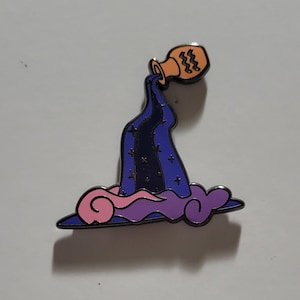 Aquarius Zodiac Witch&#39;s Hat Hard Enamel Pin