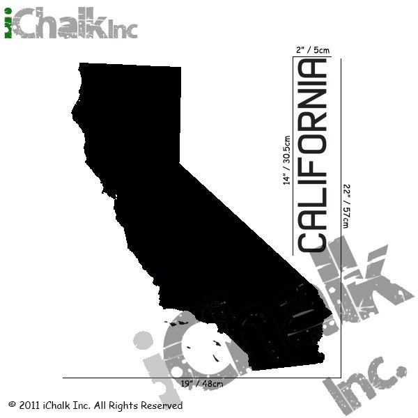 California Map Chalkboard Sticker Wall Decal for Home or Etsy