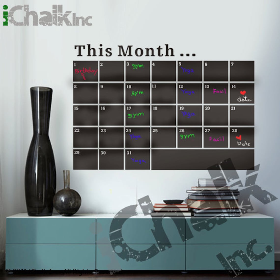 This Month Calendar Planner Chalkboard Sticker Wall Decal for Etsy
