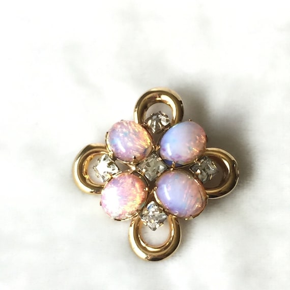 Vintage Two Marquise Opals and Diamond Ring 14k Yellow Gold