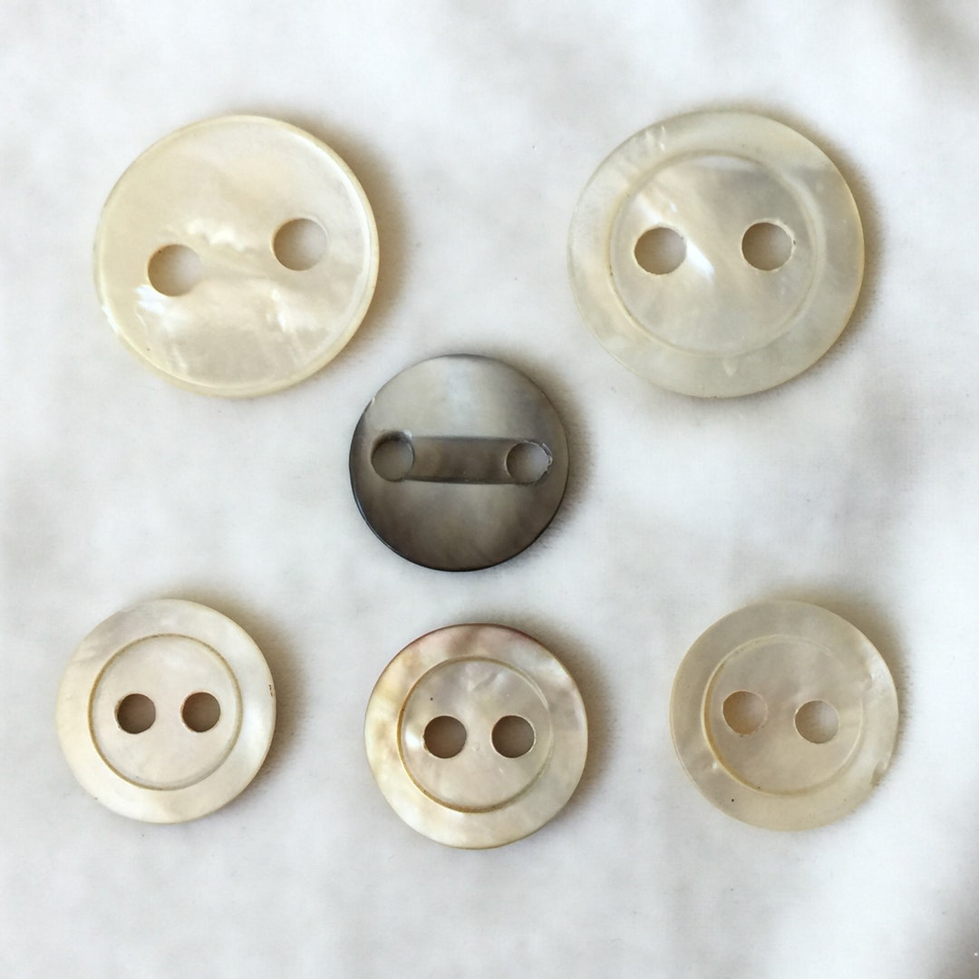 Large Two Hole Circular Six Mother of Pearl Shell Buttons Antique - Etsy