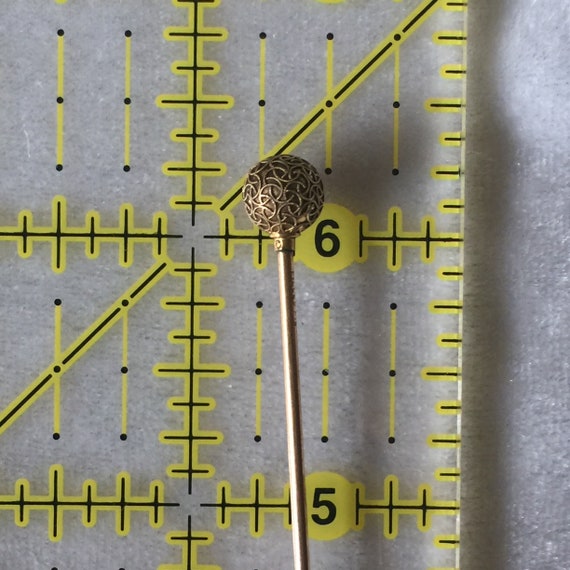 Hatpin Etruscan Revival Victorian Gold Filled Pin… - image 4