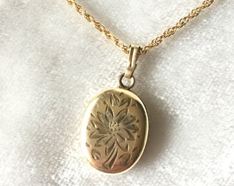 Gold Filled Oval Floral Engraved Locket