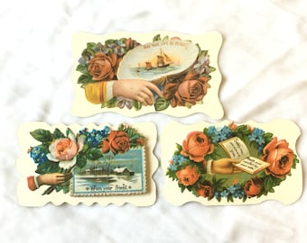 Victorian Reproduction Die Cut Valentine Cards Roses Hands Merrimack Choose One