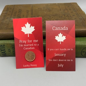 Lucky Canada Penny - lembrança engraçada para a noiva ou o noivo de um canadense - cartão inovador com Penny Coin - presente atrevido para o Dia do Canadá, para um canadense maluco