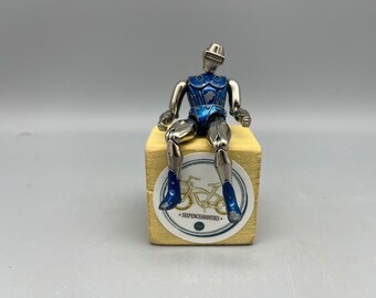 Figurine articulée robot Radon 1977 - jouet moulé sous pression de Zee Toys, type robot, Zylmex, argent et bleu de 3,5 pouces - science-fiction des années 70 « Adventures of Metal Man »