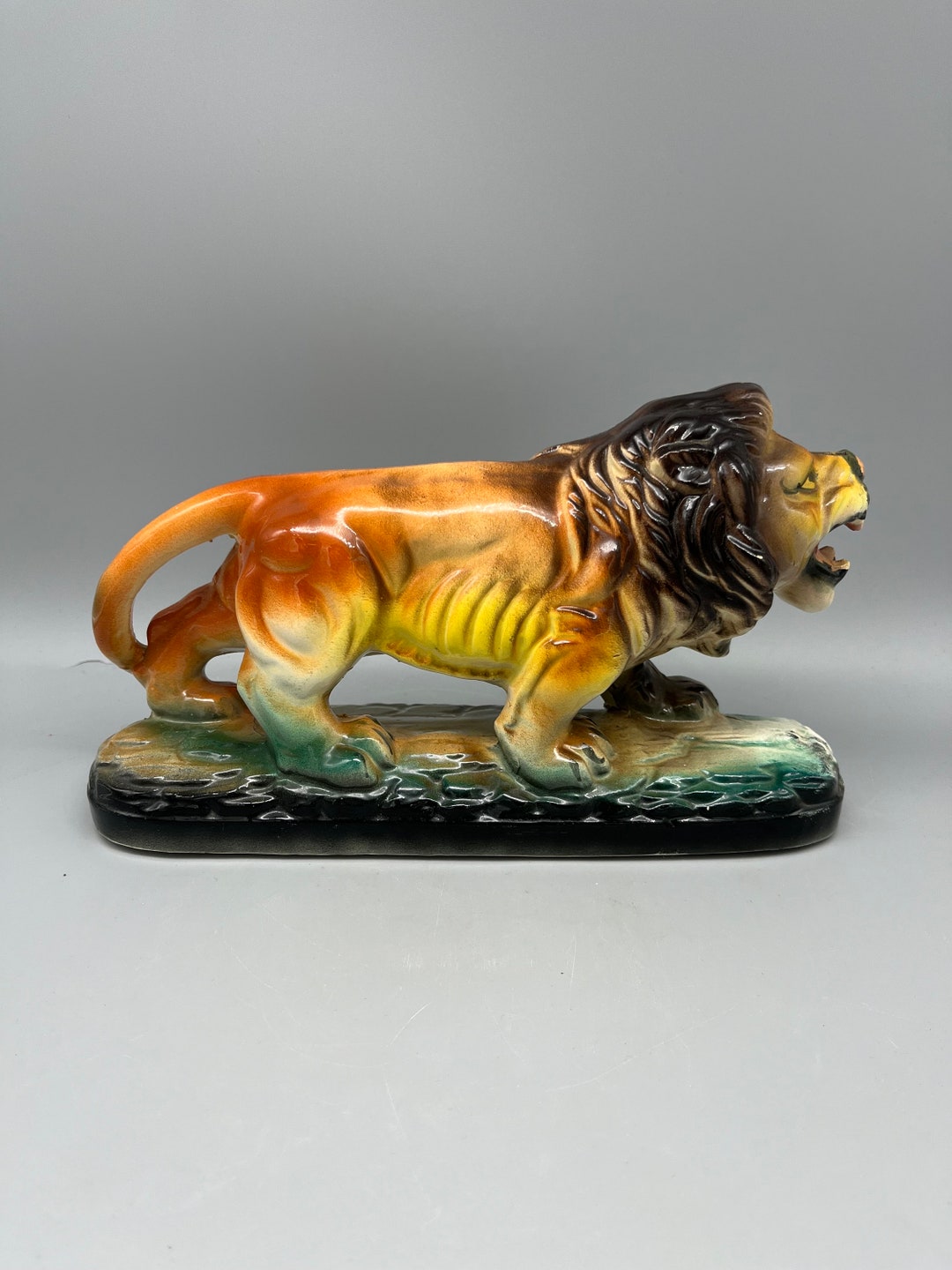 Lion - King of the Jungle - Vintage Japan Ceramic Figurine on Base- 9.5 ...