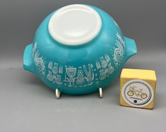 Beurre amish en pyrex imprimé Cendrillon turquoise et blanc, bol gigogne vintage taille MOYENNE- #442 1,5 QT, coq et blé, pyrex vintage