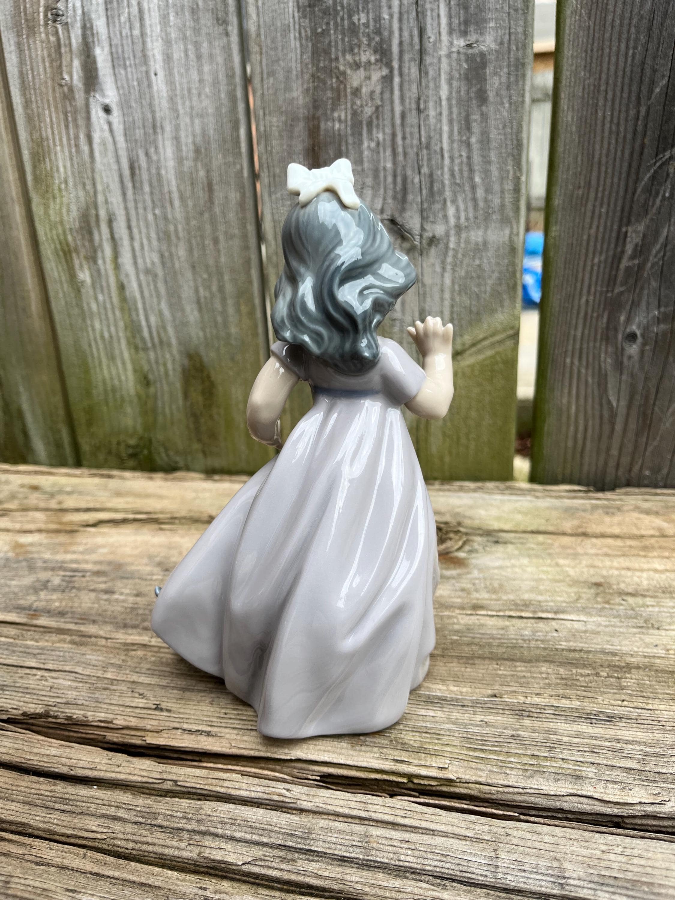 Lladro Nao Porcelain Figurine of Dancing Girl With Playful Puppy