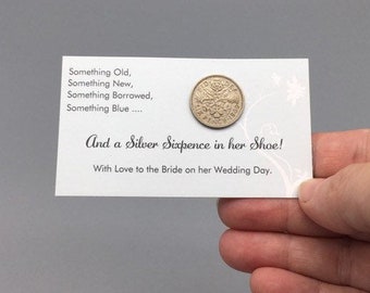 Lucky Wedding Sixpence Coin Free Canada Post Shipping - With Keepsake Card from - English Sixpence Wedding Gift for Bride- Good Luck