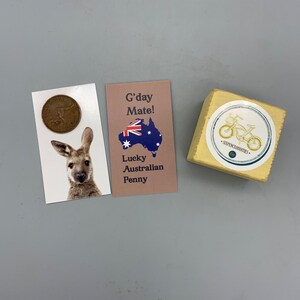 Lucky Australian Penny Coin Gift Card - Aussie Greeting, Bon Voyage, Traveler Token, Groom's Gift, Wedding Keepsake, Free Shipping Canada