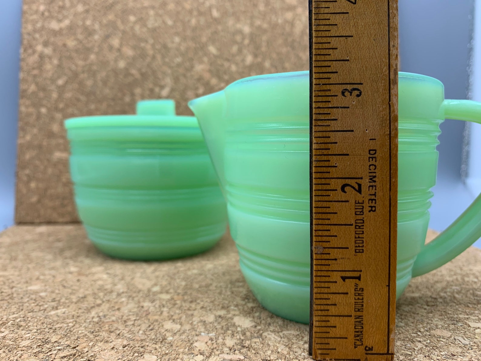 Jadeite Cream And Sugar Set with Horizontal Banding Clam Etsy