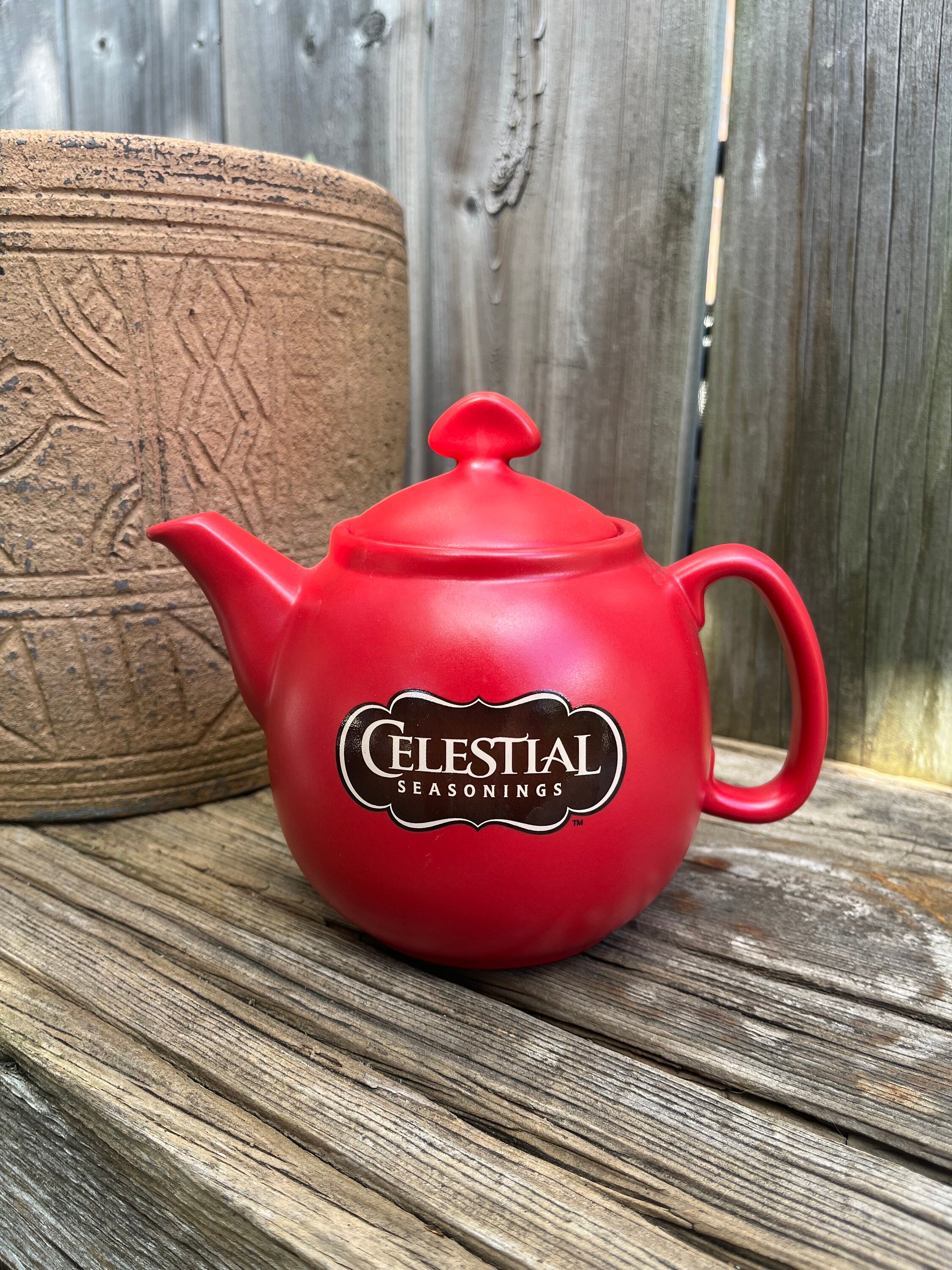 Celestial Seasons Branded Red Individual Teapot With Lid, Chantal