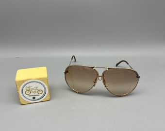 Porsche Carrera Sunglasses Vintage Gold Framed Aviator Glasses, Amber Brown Lenses, Model 5621, Interchangeable lenses, Austria Shades