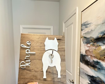 Custom Dog Leash Hanger for Wall, Personalized Dog Leash Holder, Personalized Dog Breed, Laser Cut Sign, Customized New Puppy Leash Holder