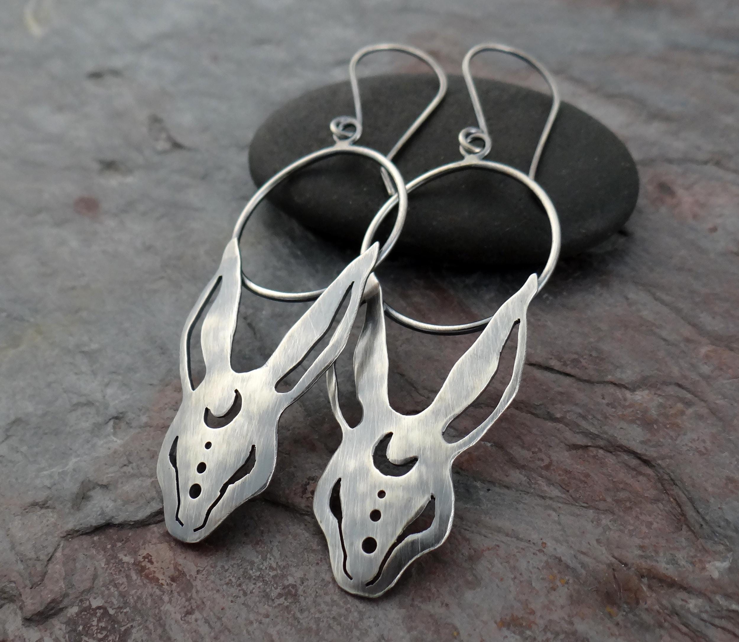 Not the Easter Bunny || sterling silver rabbit earrings (6960)