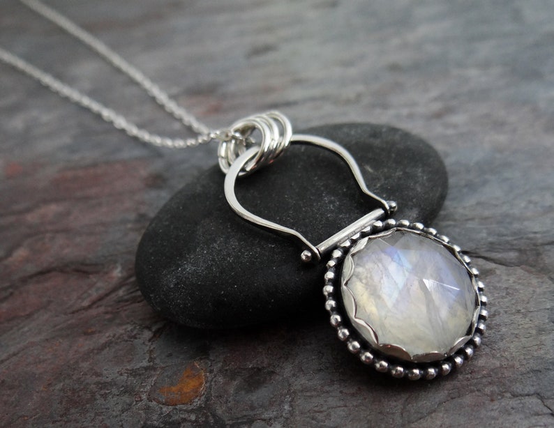 Moon Glow Pendant Necklace White Moonstone Bezel Set In - Moon Glow Pendant Necklace Moon Glow Pendant Necklace White Moonstone Bezel Set In - Moon Glow Pendant Necklace