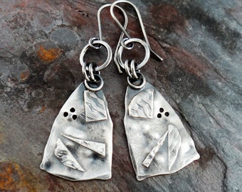 Organic meets industrial earrings || metalsmith sterling silver (6860)