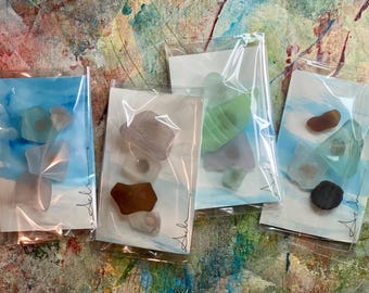 Maine Sea Glass Magnets with Watercolor Art, Coastal Decor Souvenir