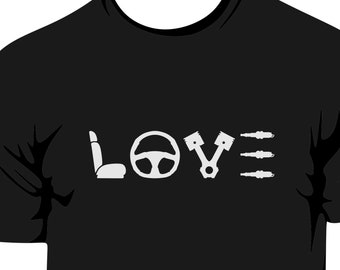 Custom Colors Love Cars Automotive Enthusiast T-Shirt
