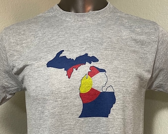 Colorado Flag Michigan State Outline T-Shirt